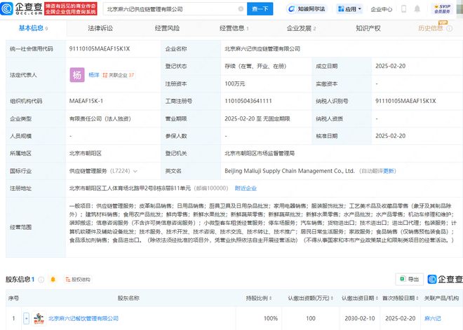 麻六記布局新賽道，供應鏈管理公司落地北京，日用雜品銷售透露何種戰略？